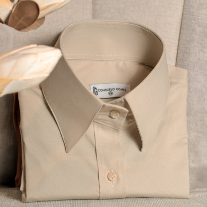 Almendra Suave - Camisa Cuello Alto - ¡Nuevo color!